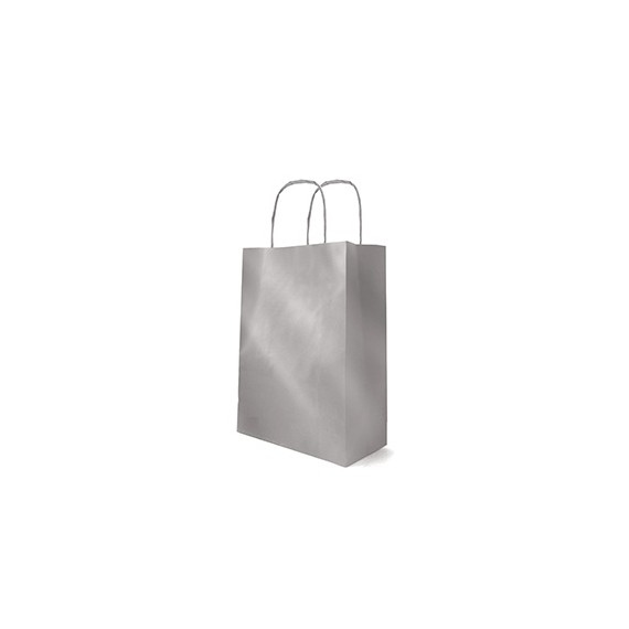 SAC KRAFT ANSE TORSADÉE 18*8*22cm 90g/m² ARGENT