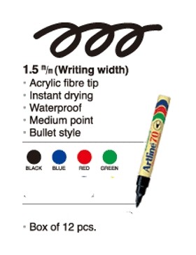 MARQUEUR ARTLINE 70 NOIR POINTU 1,5mm