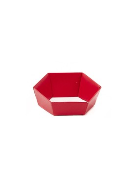 PANIER CARTON HEXAGONAL 25*22*6/10cm ROUGE