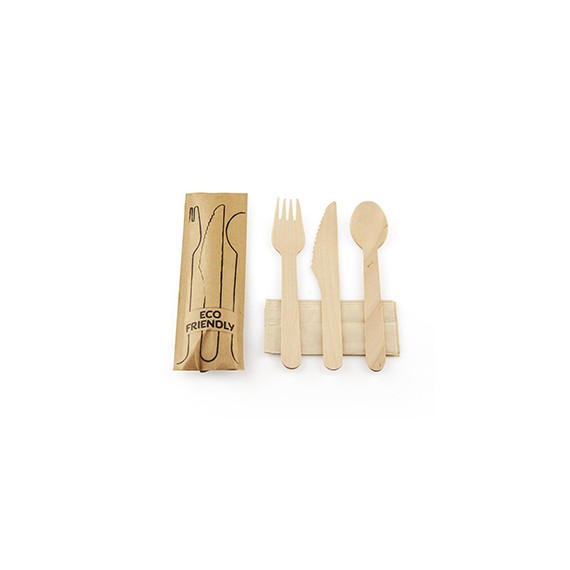 Set de couverts - Fourch/Couteau/cuillère/Serviettes FSC - 0% plastic