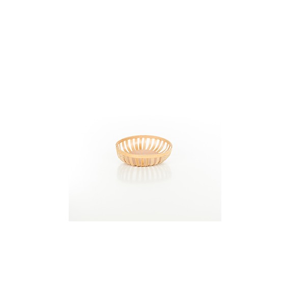 PANIER ROND BOIS Ø32*9cm BEIGE AJOURÉ + FOND RENFORCÉ