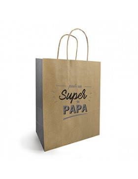 Sac Kraft Anses Torsadées 25*12*31cm - 90g/m² - 'SUPER Papa'