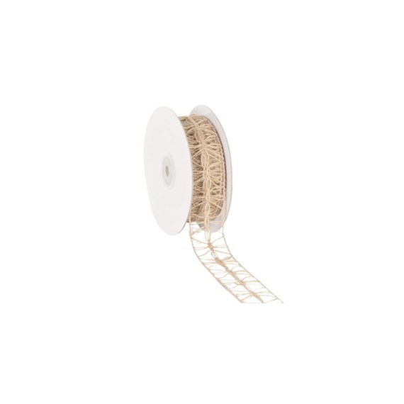 Ruban cadeau 'Jute' laitonné 25mm * 15m - Brun