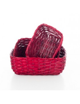 PANIER OSIER RECT 42*30*15cm ROUGE + ARMATURE FER