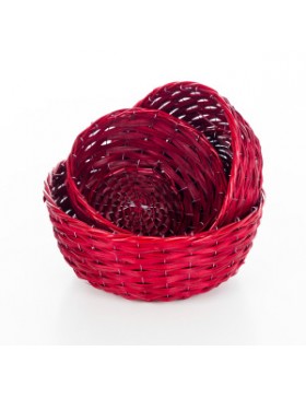 PANIER OSIER ROND Ø28*11cm ROUGE + ARMATURE FER