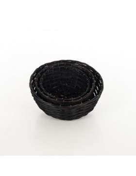 PANIER OSIER ROND Ø34*15cm NOIR + ARMATURE FER