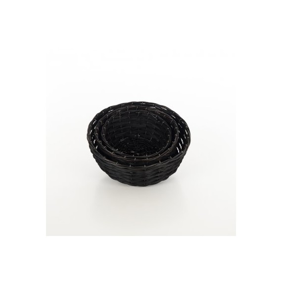 PANIER OSIER ROND Ø42*17cm NOIR + ARMATURE FER
