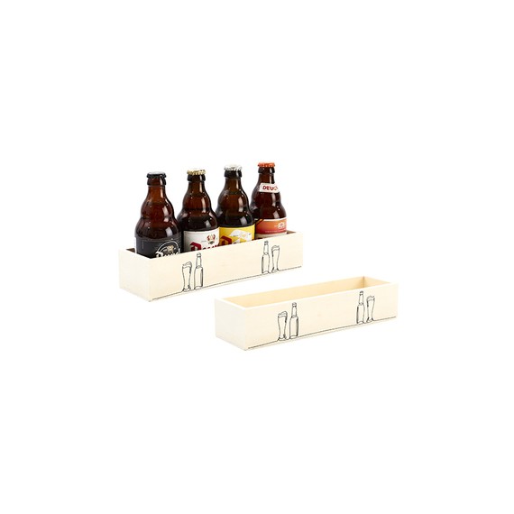 Caisse bois 'Beer & Glass' Pour 4 bout. Trapp
