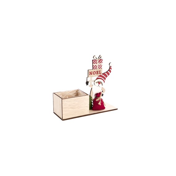 Caisse Bois Gnome de Noël - 22*8*20cm
