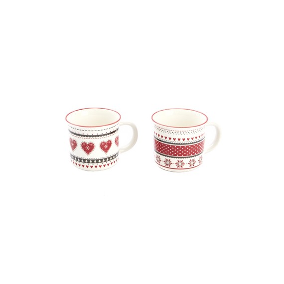 Mug 350cc - Cœur rouge & gris assorti