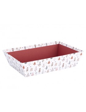 Panier Carton rect. 28*19*7cm - Sapins de Noël