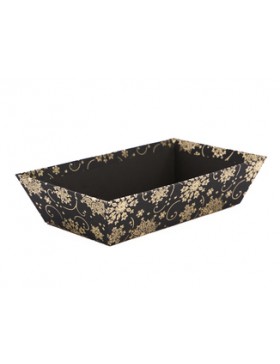 Panier Carton Rect. 23*15*6cm - 'Flocons' - Noir & Or