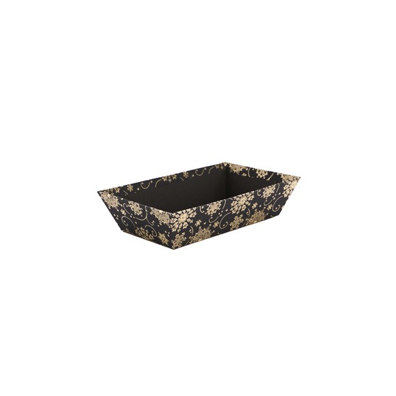 Panier Carton Rect. 23*15*6cm - 'Flocons' - Noir & Or
