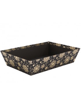 Panier Carton Rect. 32*22,5*8cm - 'Flocons' - Noir & Or