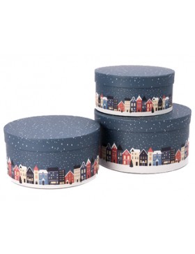 Boite à chapeau carton Ø20*10cm - Maisons Bleues