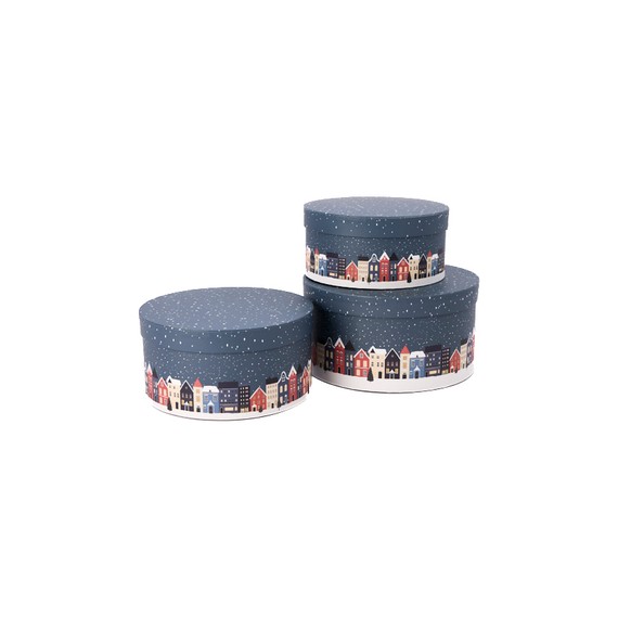 Boite à chapeau carton Ø20*10cm - Maisons Bleues