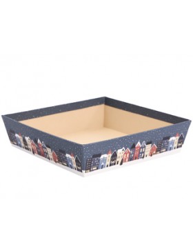 Panier Carton Carré 20*5cm - Maisons Bleues