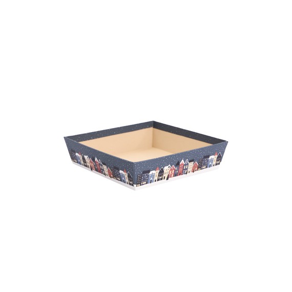 Panier Carton Carré 20*5cm - Maisons Bleues