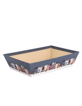 Panier Carton Rect. 28*19*7cm - Maisons Bleues