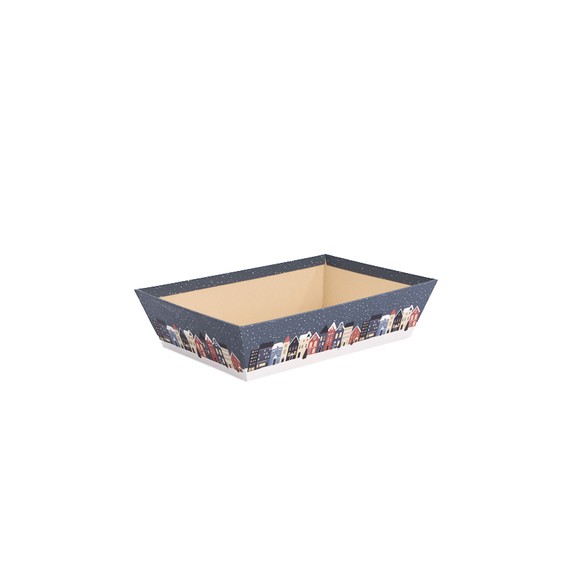 Panier Carton Rect. 28*19*7cm - Maisons Bleues