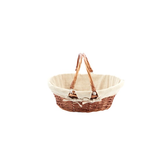 Panier Oval anses pliables + tissus - 40*32*13cm - brun