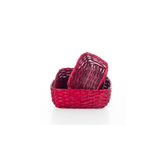 PANIER OSIER RECT 35*25*14cm ROUGE + ARMATURE FER