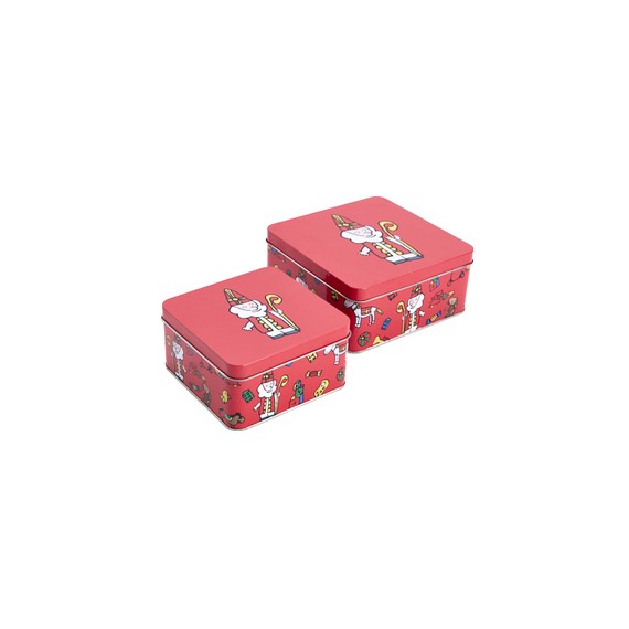 Boîte Biscuits métal - 15*15*7cm - Saint Nicolas