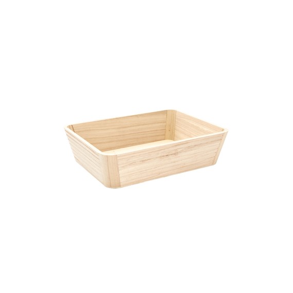 Caisse rect. Bois naturel strié - 30*22,5*8cm