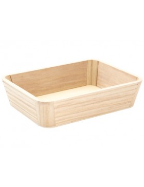 Caisse rect. Bois naturel strié - 24*18*6cm