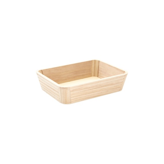 Caisse rect. Bois naturel strié - 24*18*6cm