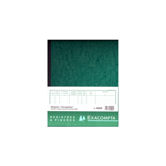 REGISTRE POUR GARAGISTE EXACOMPTA 5092X