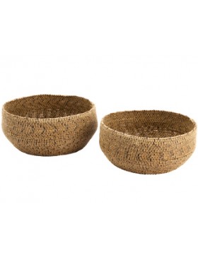 Panier rond Finement tressé PVC Brun - Ø21*9,5cm