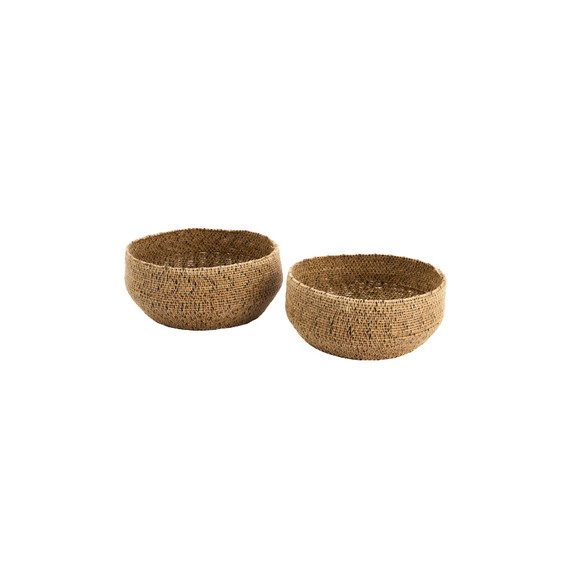 Panier rond Finement tressé PVC Brun - Ø21*9,5cm