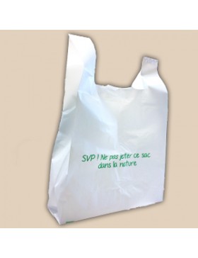 T SHIRT BAG BD 30+14*55cm 60µ RÉUTILISABLE - Blanche