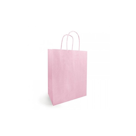 SAC KRAFT ANSE TORSADÉE 18*8*22cm 90g/m² ROSE PASTEL