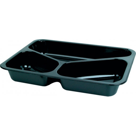 Ravier Menu C-PET noir 3 comp. - 225*175*34mm - 430/225/165ml - DUNI