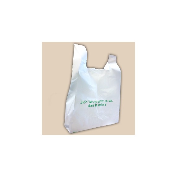 T SHIRT BAG BD 30+14*55cm 60µ RÉUTILISABLE - Blanche