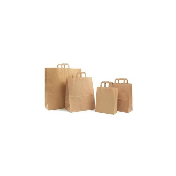 SAC KRAFT ANSE PLATE 26+17*25cm - 70g/m² BRUN