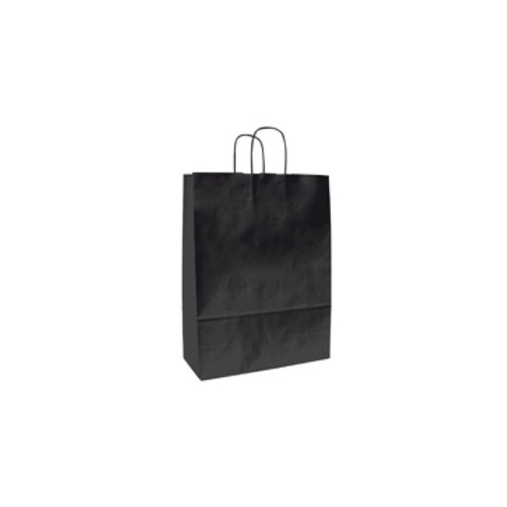 SAC KRAFT ANSE TORSADÉE 18*8*22cm 90g/m² NOIR