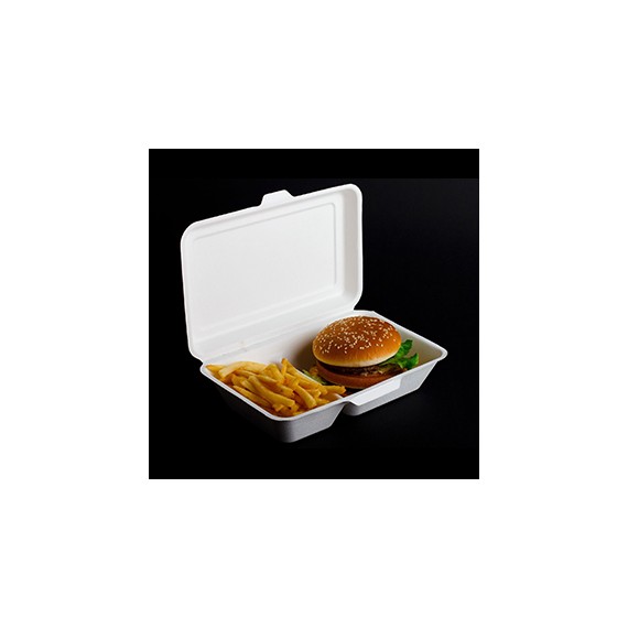 LUNCH BOX FIBRE VÉGÉTALE SABERT BEPULP 240*165*65mm - 2 Comp