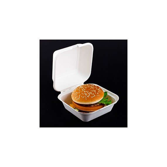 HAMBURGER BOX FIBRE VÉGÉTALE SABERT BEPULP 150*150*80mm