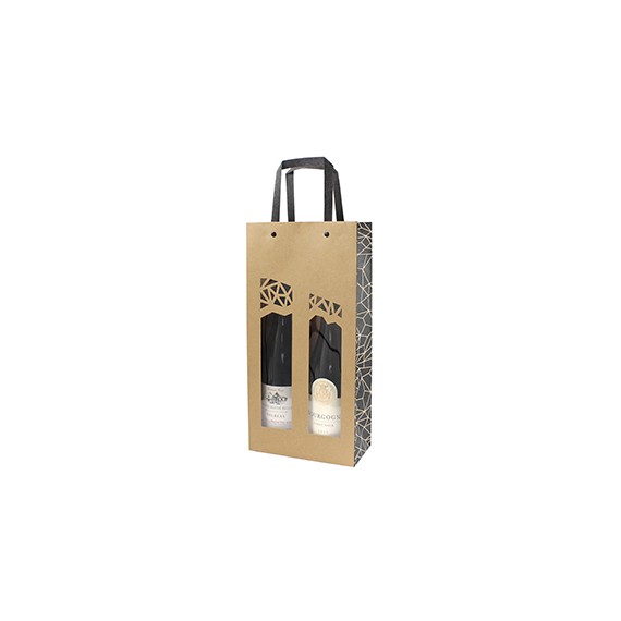 SAC CARTON KRAFT ANSES NOIRES 190*95*385mm + VITRINE