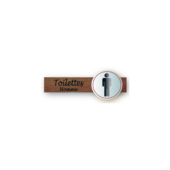 PLAQUE PVC & BOIS "TOILETTES H" + ADHÉSIF 22*8.5cm