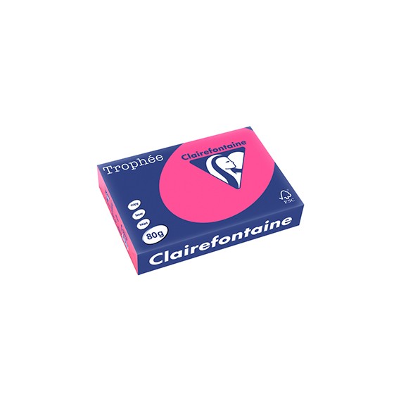 PAPIER A4 CLAIREFONTAINE TROPHÉE 80g/m² ROSE FLUO.