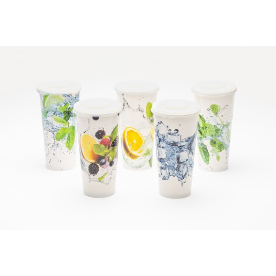 Gobelet Carton 500cc 'Cold Drinks' - Ø90mm - 5 dessins assortis