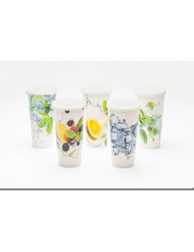 Gobelet Carton 500cc 'Cold Drinks' - Ø90mm - 5 dessins assortis