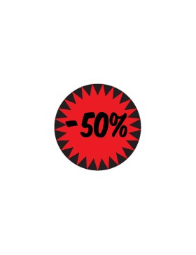 PASTILLE COLLANTE Ø 20mm '-50%' FLUO ROUGE