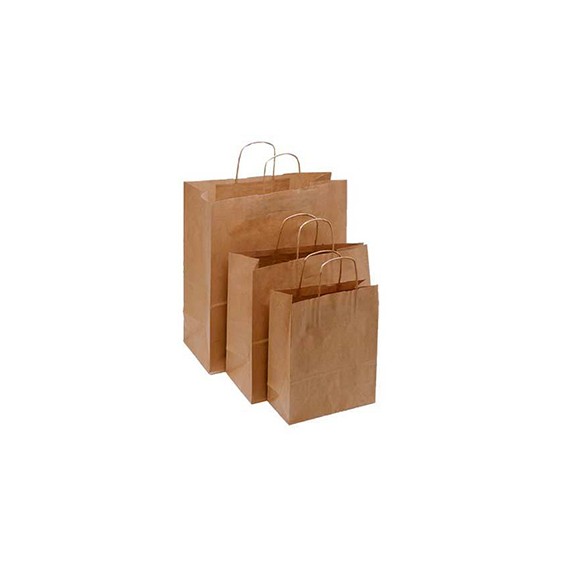 SAC KRAFT ANSE TORSADÉE 22*10*22cm 90g/m² NATUREL