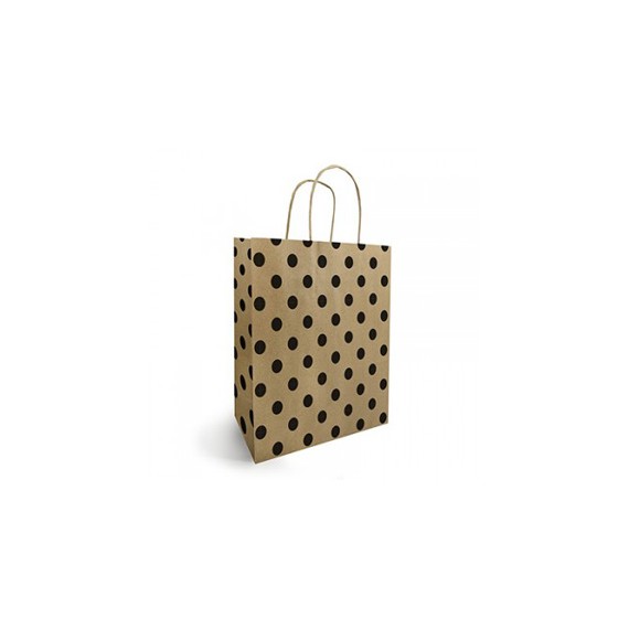 SAC KRAFT ANSES TORSADÉES 19*8*21cm 90g/m² 'POIS'