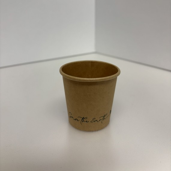 Gobelet Carton Kraft Brun - 110cc (4oz) - 'Save The Earth'